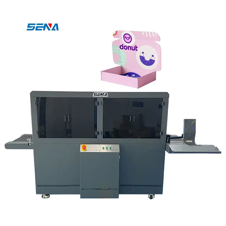 Impresora UV automática de cartón corrugado Onepass de un botón para bolsa de papel, caja de pizza, fiambrera, funda para taza