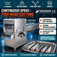 Usine de Conserves Machine à Étêter le Poisson SUS304 Lavage Continu du Tapis pour Sardine Maquereau Opération d'Étêtage