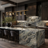 Dalle de quartzite bleu fusion naturel, pierre exotique pour comptoir de cuisine, îlot, revêtement mural et projets d'intérieur
