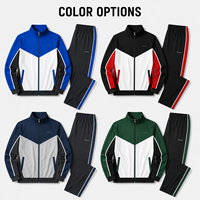 Ensemble de survêtement personnalisé pour homme avec fermeture éclair intégrale, blocs de couleur en V, col montant et pantalon droit pour l'entraînement sportif