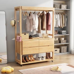 Modern Wood <b>Coat</b> Rack <b>with</b> <b>Shelves</b> and <b>Hooks</b> Freestanding Storage for Bedroom Living Room Furniture Scandinavian Design - Product Image 2
