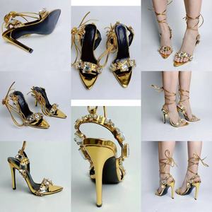 XINZI RAIN Custom Design donna tacchi alti ornamento di cristallo <span class=keywords><strong>oro</strong></span> Open Toe 12cm <span class=keywords><strong>tacco</strong></span> donna <span class=keywords><strong>sandali</strong></span> <span class=keywords><strong>con</strong></span> <span class=keywords><strong>tacco</strong></span> - Product Image 2