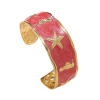 Brazalete Abierto de Acero Inoxidable Chapado en Oro para Mujer HWASAN, Diseño de Goteo de Aceite, Simple, Moderno y Personalizable, el Más Vendido