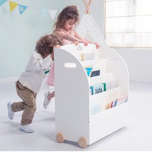 <span class=keywords><strong>Libreria</strong></span> <span class=keywords><strong>Montessori</strong></span> Bianca, Scaffale per Libri Componibile per Bambini, Organizzatore in <span class=keywords><strong>Legno</strong></span> per Asilo Nido - Product Image 2