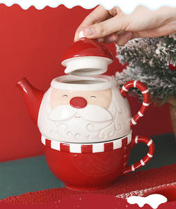 Théière créative Père Noël nordique, ensemble de tasses à café, ensemble de théière en céramique, bouteille d'eau en céramique - Product Image 4