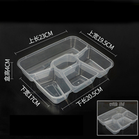 1000ml Boîte à bento jetable à 5 compartiments en plastique pour la préparation des repas avec couvercle