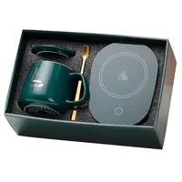 Electric USB Self Heating Temperature Control Ceramic Tea Smart Coffee Mug Cup and Warmer Set