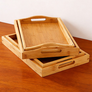 Bandeja de Servir Rectangular de Bambú, Bandeja para Té y Pan de Madera Maciza, Bandeja de Drenaje Estilo Japonés, Vajilla de Cocina - Product Image 4