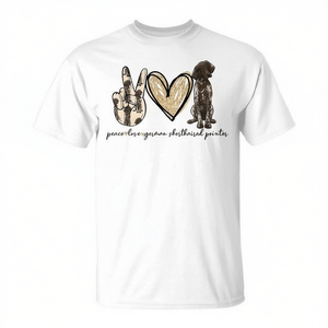 Camiseta Peace Love German Shorthaired Pointer Dog Lover para adultos, unisex, cuello redondo, manga corta, impresión digital - Product Image 2