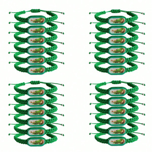 Bijoux religieux, bracelet de prière en corde verte fait à la main avec la lettre Yeh, Saint <span class=keywords><strong>Paul</strong></span>, Saint Benoît, Vierge Marie, cadeau - Product Image 1
