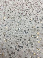 Nouveau tissu brocart 100 % acrylique résistant à l'abrasion, brodé de paillettes mixtes florales 3+7mm et de grosses perles à bulles 4/6/8mm