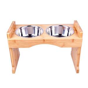 Ahşap <span class=keywords><strong>pet</strong></span> masa katı ahşap hayvan mama kabı raf özelleştirilebilir kedi ve köpek yiyecek tepsisi raf - Product Image 1