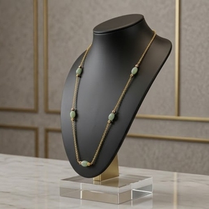 Collar Mala Antiguo de Plata 925 con Cuentas Verde Claro, Cadena Larga Minimalista, Joyería Étnica Tradicional para Mujer - Product Image 5