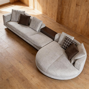 Sofá Modular Curvo de Tela Gris Claro, Estilo Moderno y Minimalista, Sofás <span class=keywords><strong>para</strong></span> Sala de Estar, Cojines con Bloques de Color que Enriquecen las Capas Visuales - Product Image 3