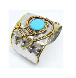 High Quality <b>Stainless</b> <b>Steel</b> Two Tone Adjustable Cable Wire Bangle Open Cuff Bangle <b>Bracelet</b> with Stone - Product Image 4