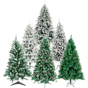 Árbol de Navidad gigante de madera, pino artificial preiluminado, aguja de lujo, blanco, 12 pies