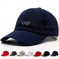 Casquette de baseball unisexe personnalisée avec logo, séchage rapide, imperméable, protection solaire, design respirant perforé au laser