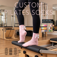 Chaussettes de Pilates personnalisées pour femmes, de haute qualité, avec nœud papillon, antidérapantes, en coton, douces pour la peau