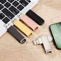 Flash Drive USB 3 in 1 Putar 360 Derajat Berbahan Logam USB2.0/3.0 Kecepatan Tinggi OTG Memory Stick Logo Custom untuk Ponsel Laptop Bisnis Pendrive