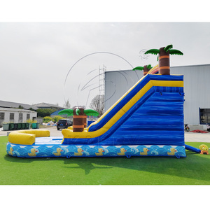 Tobogán Acuático Comercial Inflable con Palmeras Tropicales y Piscina, Tobogán Acuático Inflable de Mármol Azul con Diseño de Patos - Product Image 5