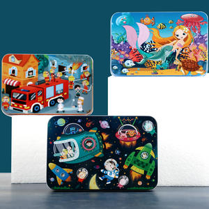 Rompecabezas Plano de 100 Piezas, Caja de Madera y Hierro, Bloques de Construcción Educativos de Dibujos Animados para Niños, Juguete de Rompecabezas para Jardín de Infancia - Product Image 2