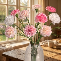 Fleur artificielle de carnation en plastique, tige unique, blanche, 57 cm, faite à la main, douce, moderne, pour la fête des mères, décoration de mariage