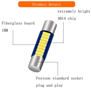 Luz de lectura LED para coche B6 29mm 4014 9Smd cabeza plana doble cabeza 31mm luz de techo de coche Luz de flores espacio de estacionamiento delantero de coche - Product Image 4