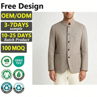 Blazer Homme de Haute Qualité à Col Montant, Veste de Costume Décontractée Multi-Boutons pour Tenue Smart Casual