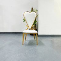 Chaise de salle à manger de luxe au design cœur, pieds en acier inoxydable doré, chaise de banquet de mariage, fourniture d'usine