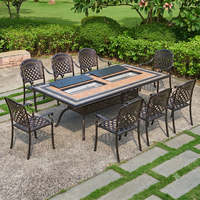 Table et chaises de barbecue coréen d'extérieur au design traditionnel durable, en alliage d'aluminium et céramique, étanches pour cour.