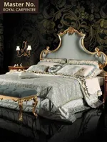 Lit de mariage de style européen de luxe, princesse française, bois massif, sculpté à la main, lit double de 1,8 mètre, chambre principale, ensemble de chambre à coucher