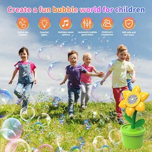 Machine à bulles de tournesol Souffleur de bulles automatique Musique intégrée <span class=keywords><strong>et</strong></span> lumières LED Jouet à bulles d'extérieur pour enfants Amusement estival <span class=keywords><strong>et</strong></span> fête - Product Image 5