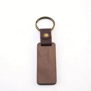 WSY896 Wholesale Wood Laser <b>Blanks</b> Key <b>Ring</b> Custom Leather Wood Key Chain DIY Wooden Keychain for Business Gift - Product Image 4