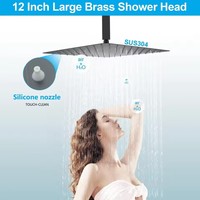 Système de douche thermostatique, Robinet en laiton, Pommeau de pluie carré 10 pouces pour plafond et douchette à main, Personnalisable pour la vente en gros et les projets
