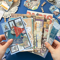 Simno 4 Styles Vintage Suitcase Ephemera Material Pack 115+ Pcs Scrapbook Kit Paper Stickers for DIY Journal Collage
