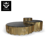 Table basse de luxe en marbre, design moderne, base métallique personnalisable, finition antique, prix de gros usine haut de gamme, pour usage hôtelier