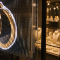 Écran LED transparent pour vitrine à bijoux et présentoir en verre