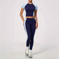 Ensemble de fitness GH Wholesale Naked Feel pour femmes, col rond, manches courtes, leggings taille haute, ensemble de yoga léger pour l'entraînement