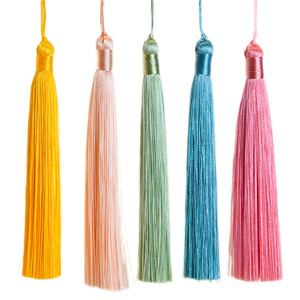 Wholesale 12cm/5inch Graduation Tassel Silky Floss Bookmark Tassel with Cord Loop for Crafts