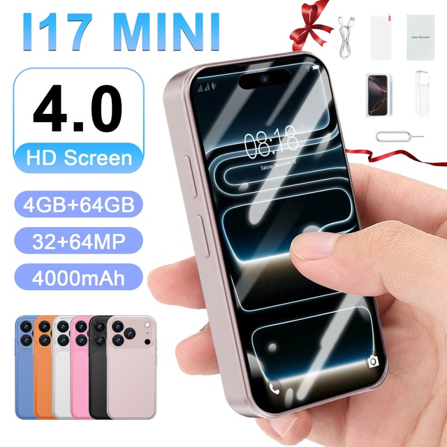 4G I17 Mini Compact Smartphone 4.0-inch Dual SIM Dual Standby (DSDS) Unlocked Android 15.0 4GB+64GB - Direct From Manufacturer