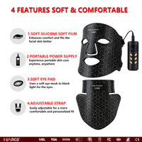 Masque facial LED rechargeable ILUXRED 630nm 850nm, thérapie par lumière rouge, infrarouge proche, silicone, pour usage personnel à domicile