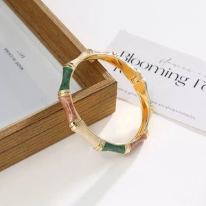 Factory Wholesale Fashionable Plant Knot Shaped Jade Electroplated Christian Bangle Hand Jewelry Drip Oil Color Matching - Product Image 5