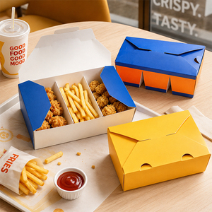 Boîte à emporter en papier pour la restauration rapide, couleur personnalisée, résistante à la graisse, pour les ailes de poulet, les nuggets, les frites et les hamburgers - Product Image 6