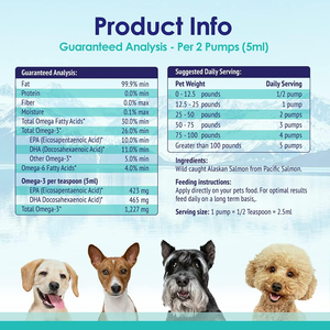 शुद्ध जंगली कुत्तों के लिए अलास्कन सामन तेल ओमेगा 3 कुत्ते मछली के तेल के साथ तरल EPA डीएचए समर्थन त्वचा और कोट स्वास्थ्य - Product Image 2
