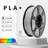 PLA+ Bahan Cetak 3D PLA Plus Monokrom 1kg Multi-Warna Opsional 1.75mm Abu-abu Perak Filamen 3D