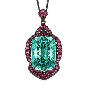 Polished Eco-friendly <b>Copper</b> Black Rhodium Plated Jewelry Colorful Cubic Zirconia Pendant Necklaces for Women Banquet & Gift - Product Image 6