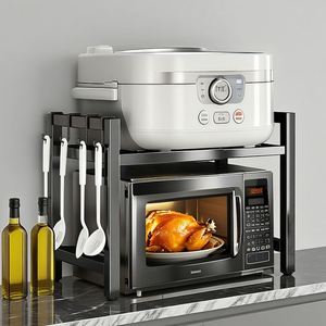 Support de micro-ondes multifonctionnel extensible en acier au carbone pour cuisine, support de four à micro-ondes, grille de cuisson en fil métallique pour cuisine - Product Image 1