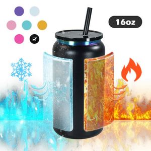 Nuevo Vaso de Acero Inoxidable de 16 oz con Recubrimiento Arcoíris, Doble Pared Aislada al Vacío, Recubrimiento en Polvo, Tipo Mason Jar, para Auto - Product Image 4