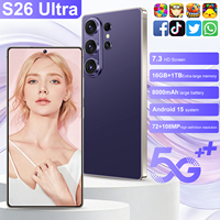 Teléfono Móvil S26 Ultra 5G, Android 15, Deca Core, Pantalla HD de 7.3 Pulgadas, 16GB+1TB, Versión Global Desbloqueada, Doble SIM, para Juegos