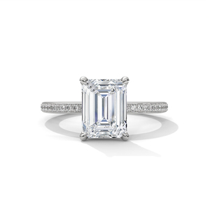 Bague de luxe pour femme en or avec diamant de laboratoire taille émeraude, clarté VVS2 VS1, cadeau romantique pour fiançailles, mariage, anniversaire - Product Image 1